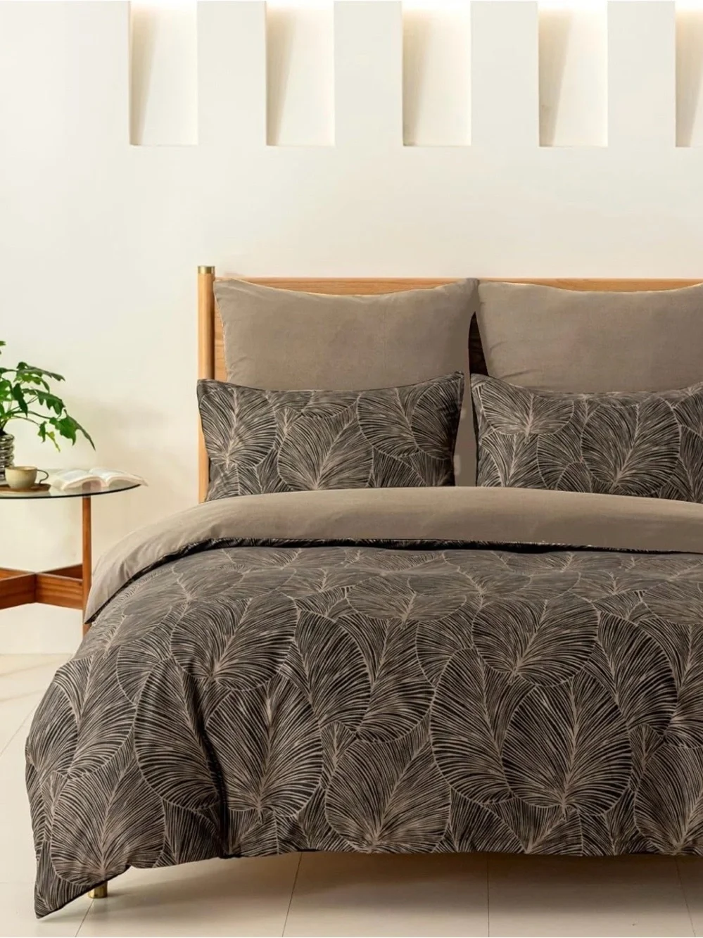NEW Anthropologie Khaki Botanical Print Boho Queen King Bedding Duvet & Sham Set